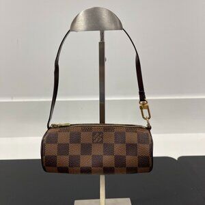 Louis Vuitton Papillon Pouch Mini Hand Bag Damier Ebene Brown (JB1285)